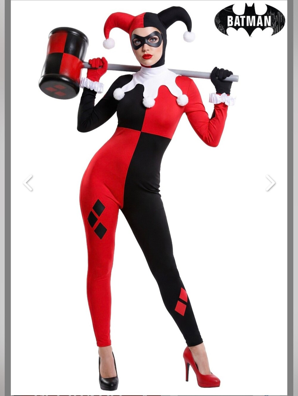 Halloween Costume DC Harley Quinn Classic Jumpsuit Outfit Adult Medium (10-14)